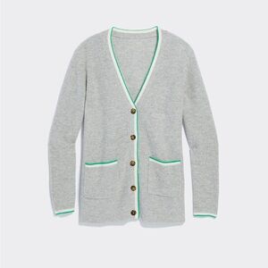 Vineyard Vines Cashmere Varsity V-Neck Cardigan - Gray with Green Trim